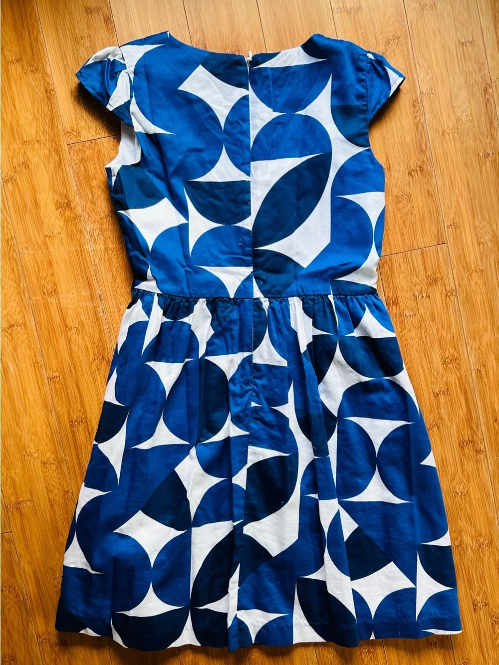 Okaidi dress. Blue graphic. 100% cotton